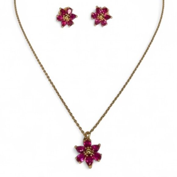 Kate Spade First Bloom Pink CZ Floral Necklace & Earrings Set NWOT + Dust Bag - Picture 11 of 16
